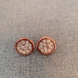 Rose Gold & Rhinestone Post Earrings